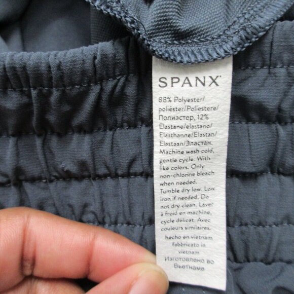 Spanx On the Move Women's Tapered Pants L Tall Blue Stretch Workouts Gym 200 - Picture 9 of 11